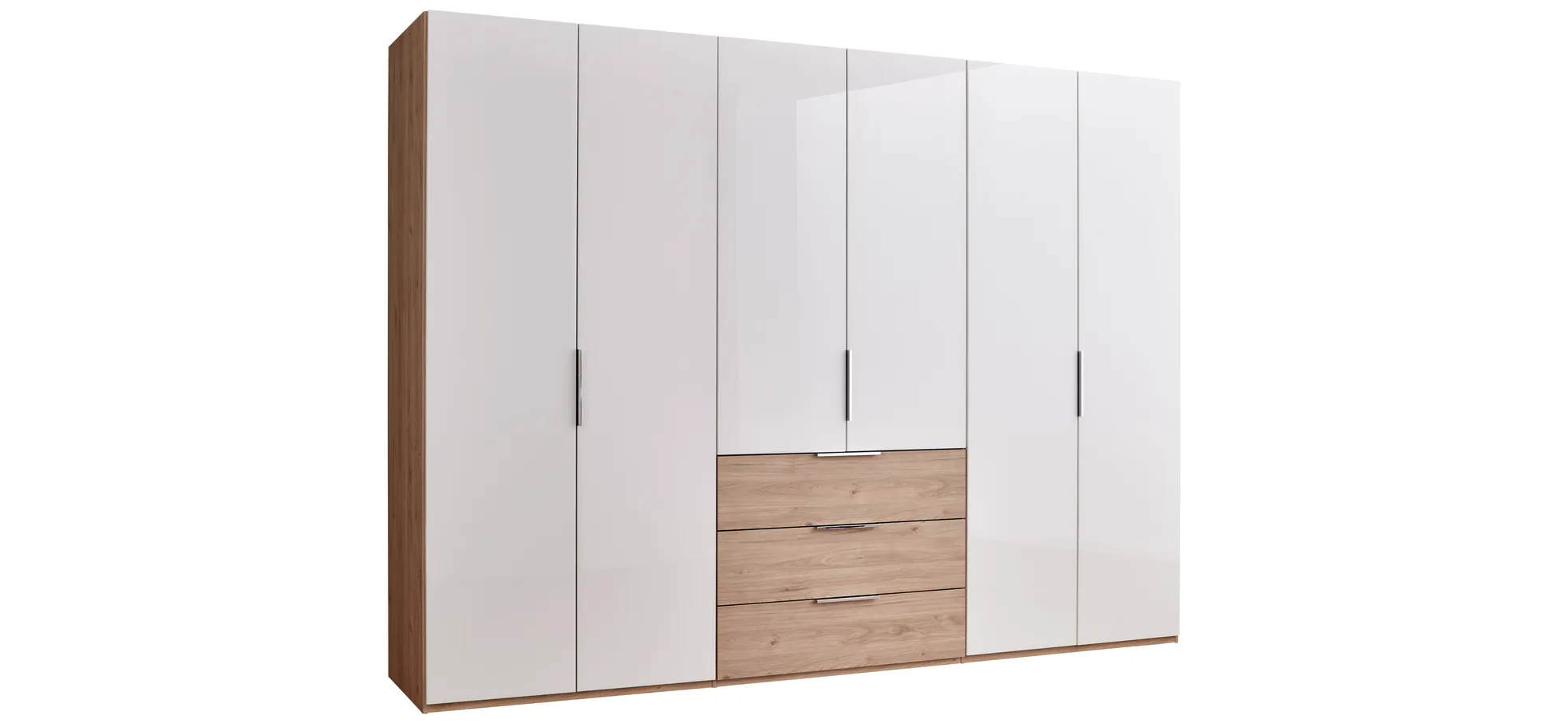 Drehtürenschrank Libro 100 - B. ca. 300 cm, Glas, Weiß 142846
