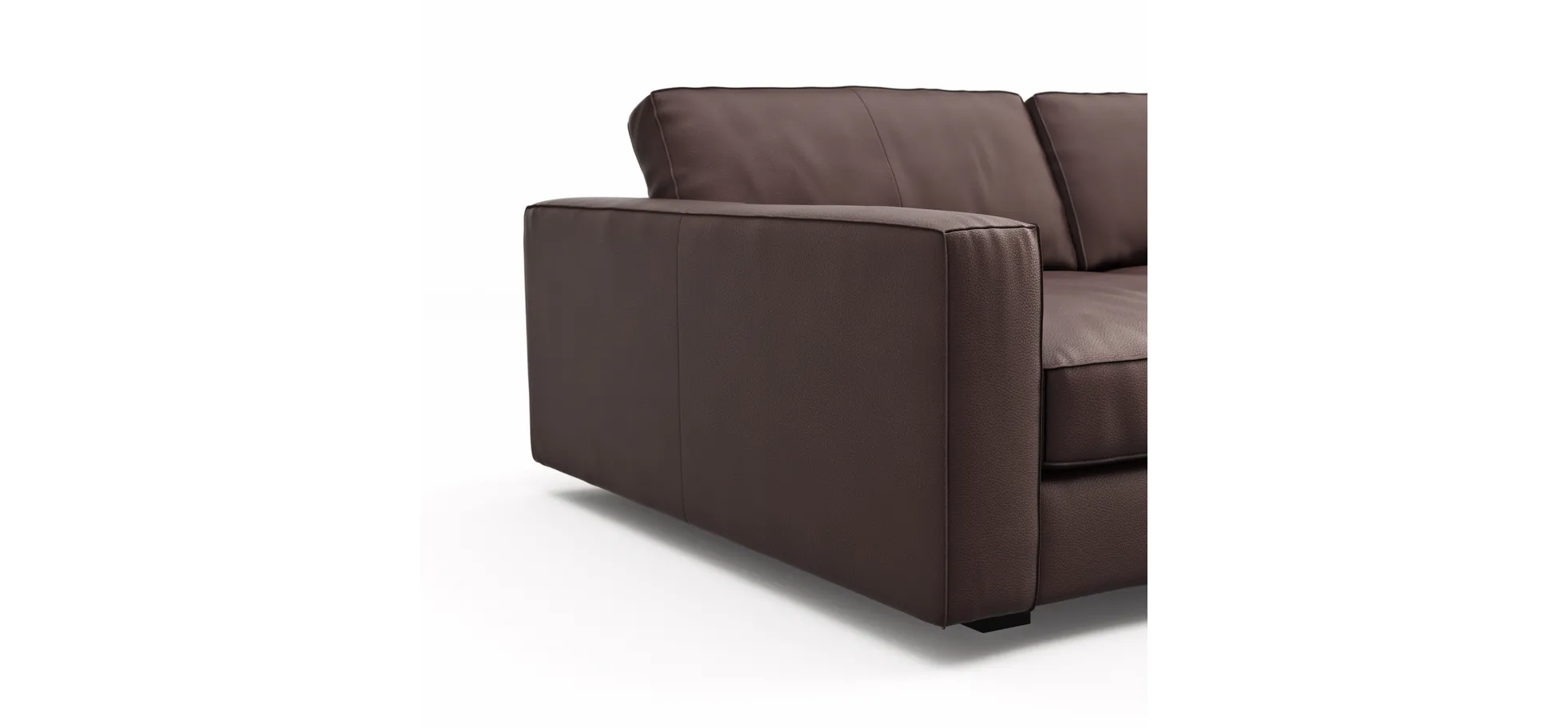 Sofa Aprino 2 - 3,5-Sitzer XXL, Dickleder, Dunkelbraun , Armlehne Block schmal
