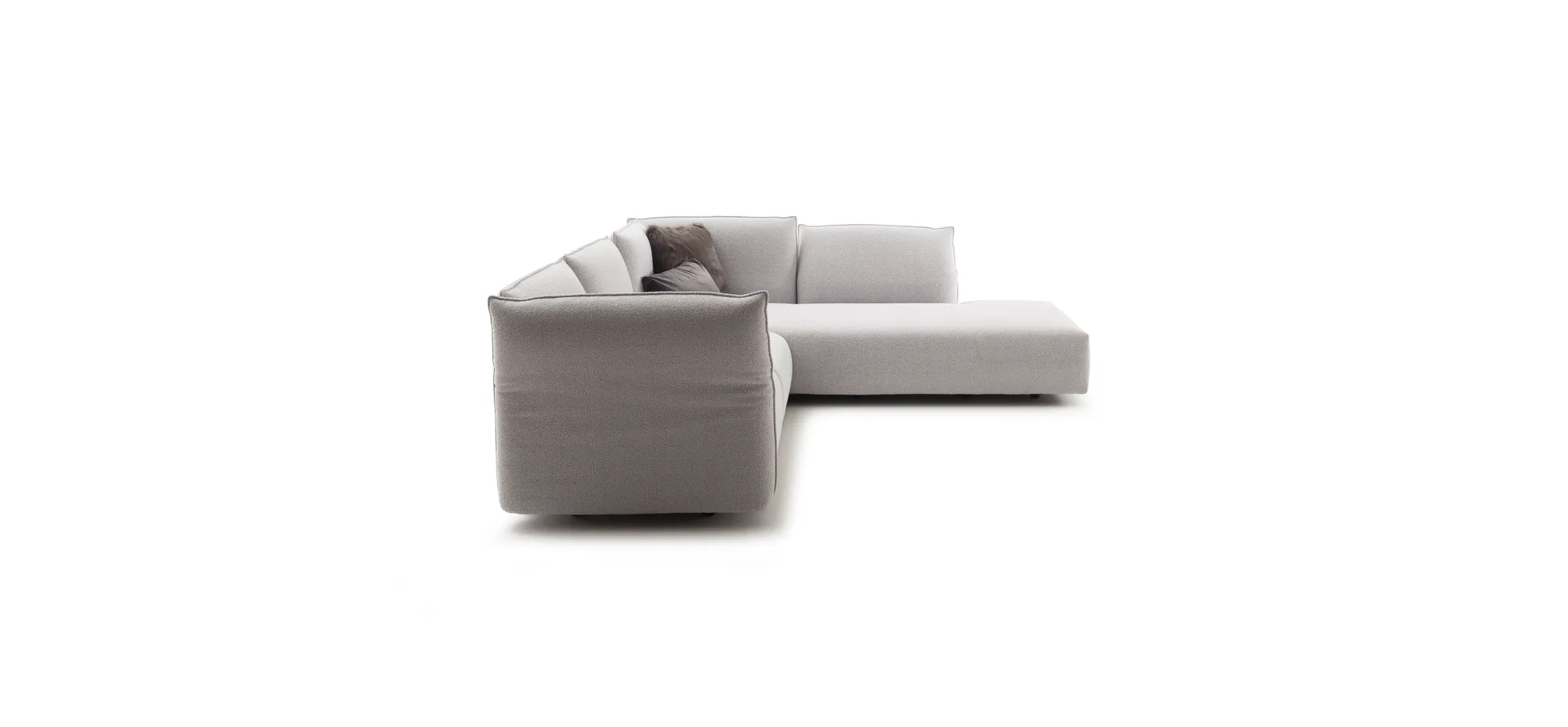 Ecksofa Motone - 2,5-Sitzer mit Ecke rechts, Stoff, Hellgrau