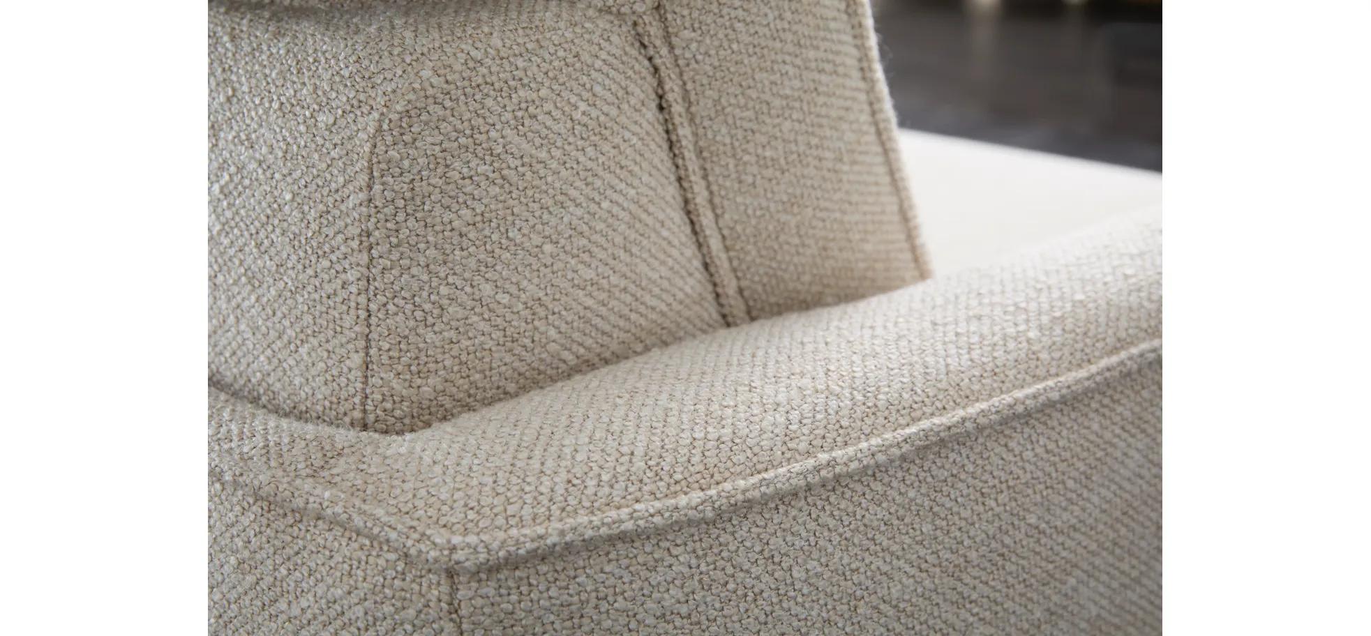 Ecksofa Amadena - 2-Sitzer mit Ecke rechts inkl. Relaxfunktion motorisch, Sitzvorzug und Kopfteilverstellung, Stoff, Creme