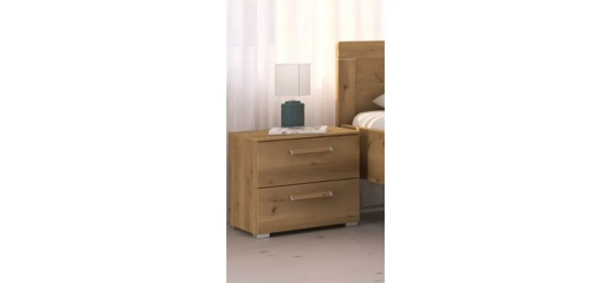 Nachttisch - B ca. 50 cm,  Asteiche Dekor