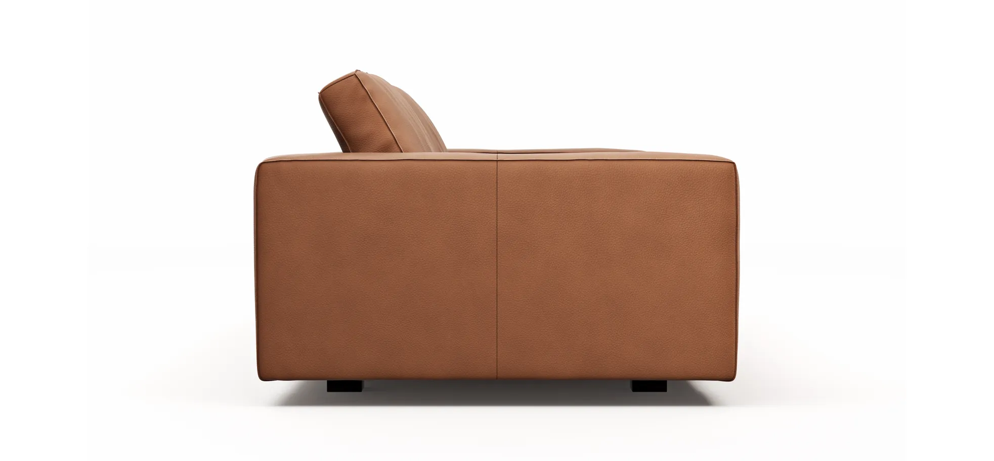 Sofa Aprino 1 - 3,5-Sitzer L, Dickleder, Cognac, Armlehne Block breit