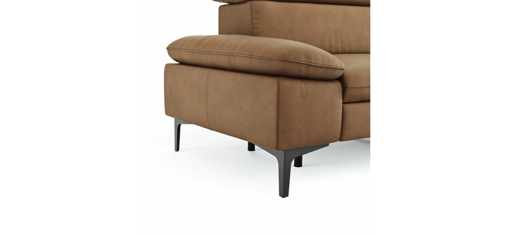 Sofa Felipa - 3-Sitzer inkl. Relaxfunktion (motorisch) und Kopfteil verstellbar, Leder, Cognac