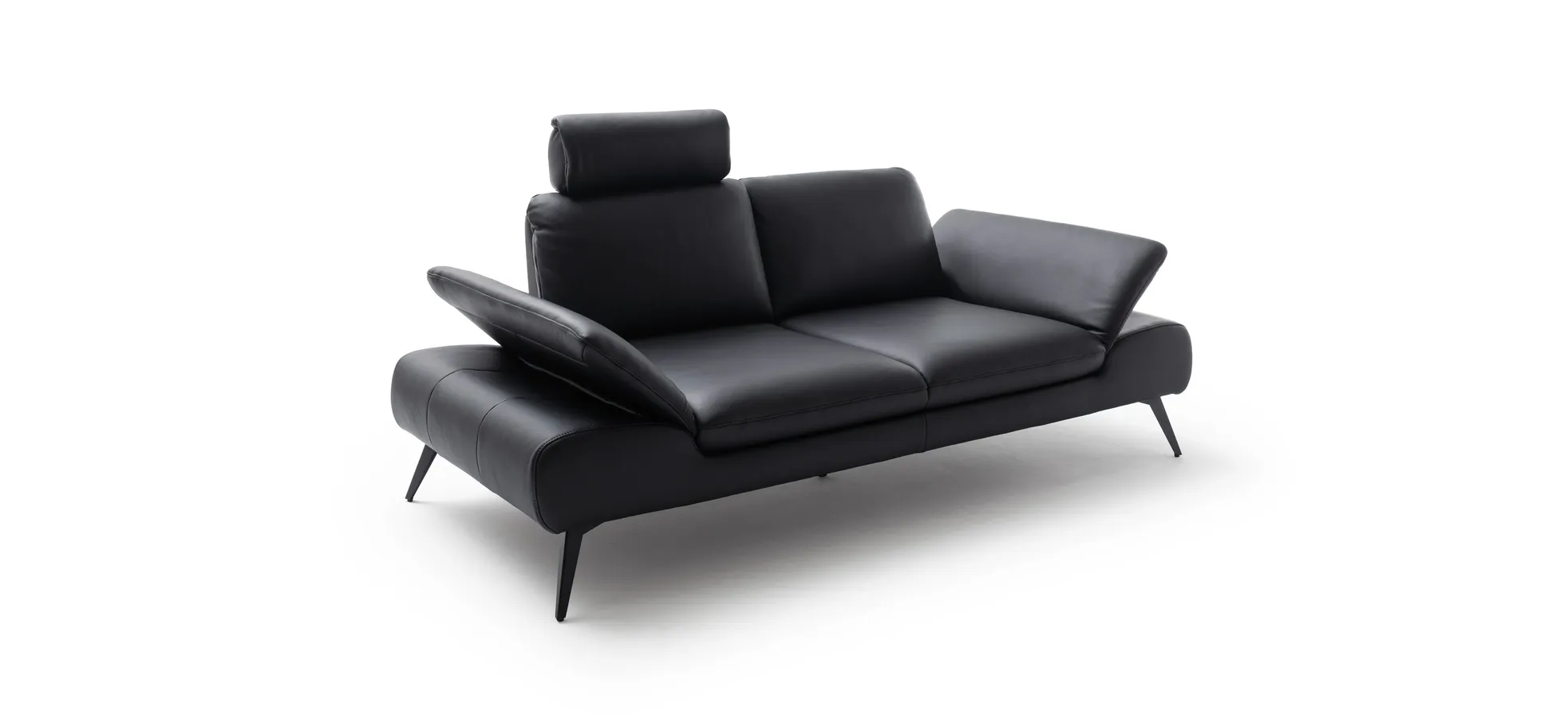 Sofa Collina - 2,5-Sitzer, Leder, Schwarz