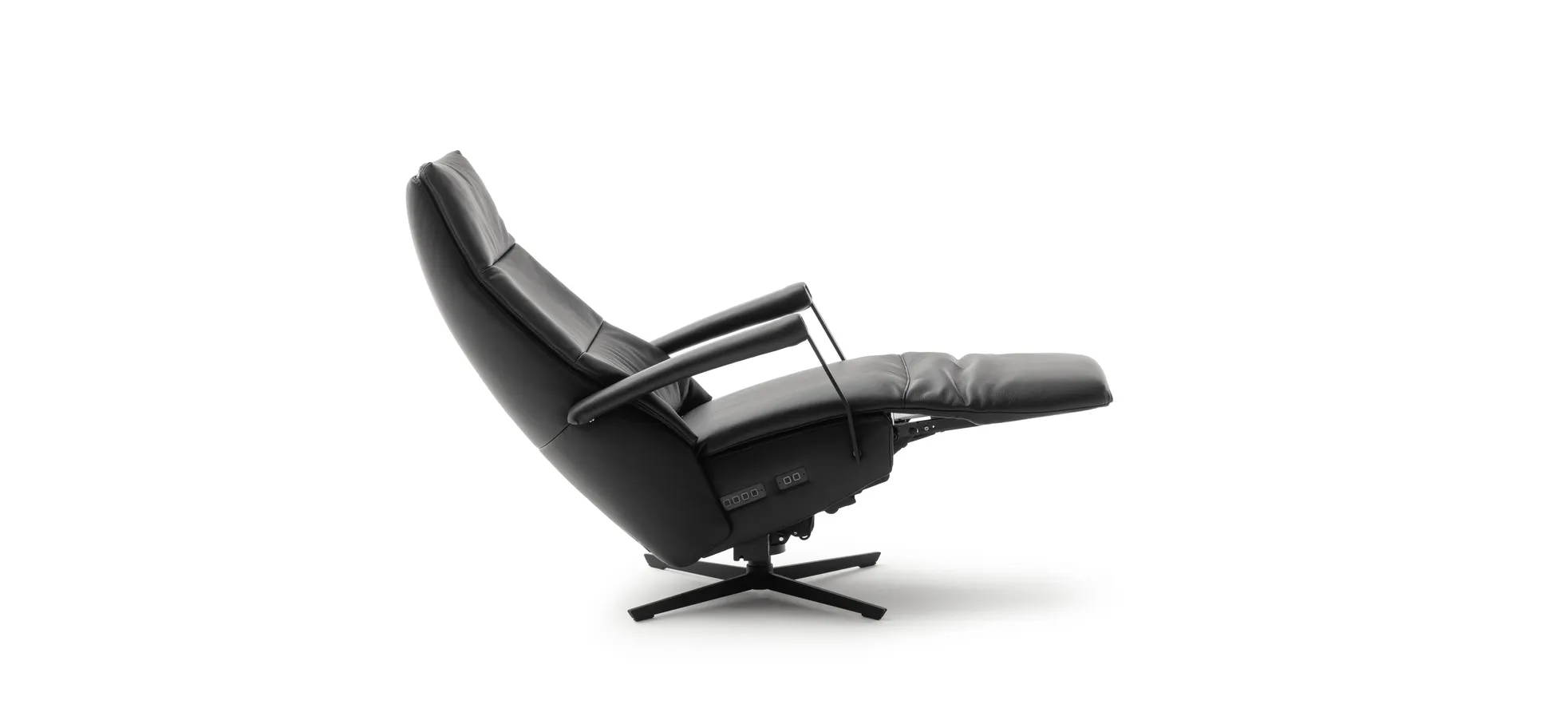 Sessel Possitano - motor. Relaxfunktion und Aufstehhilfe, Leder, Schwarz