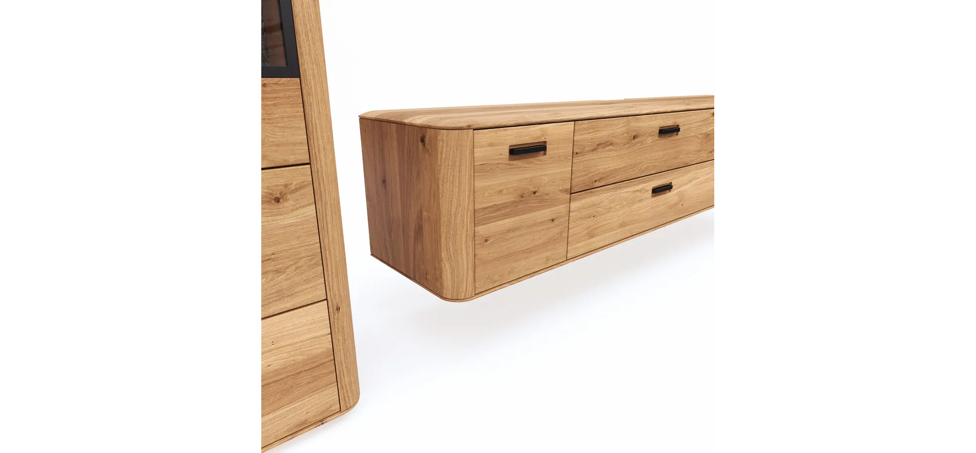 Wohnwand Vigo - Wildeiche massiv, Natur geölt