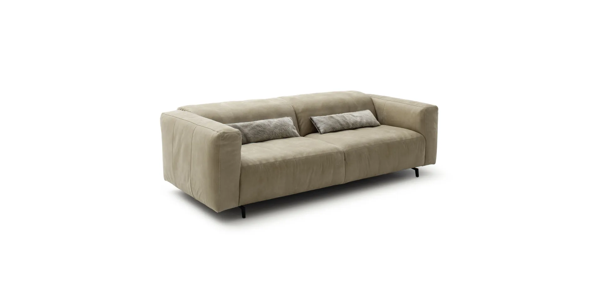 Sofa Arrezo - 3,5-Sitzer, Leder Taupe, Rücken verstellbar
