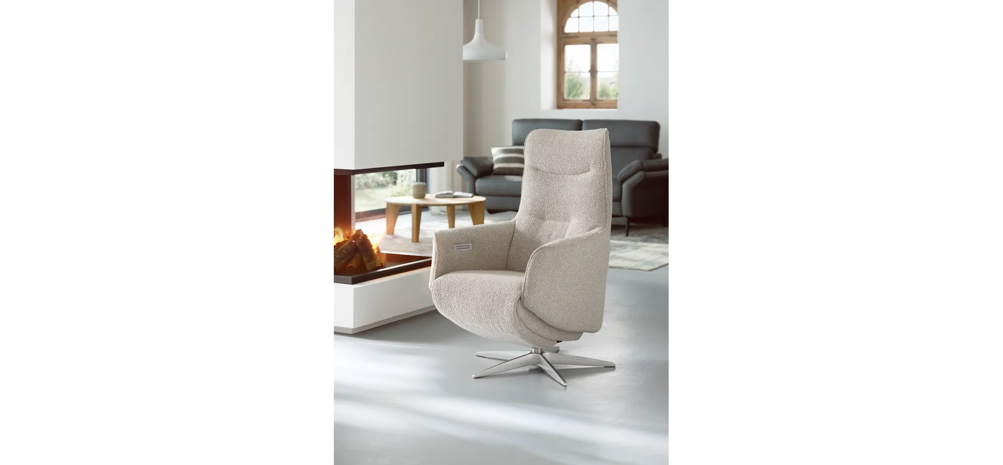Relaxsessel Riposo - inkl. motorischer Relaxfunktion, Stoff, Graubeige