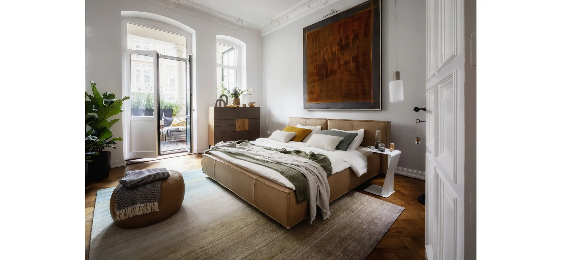 Bett Alvito - Liegefläche ca. 180x200 cm, Leder, Cappuccino