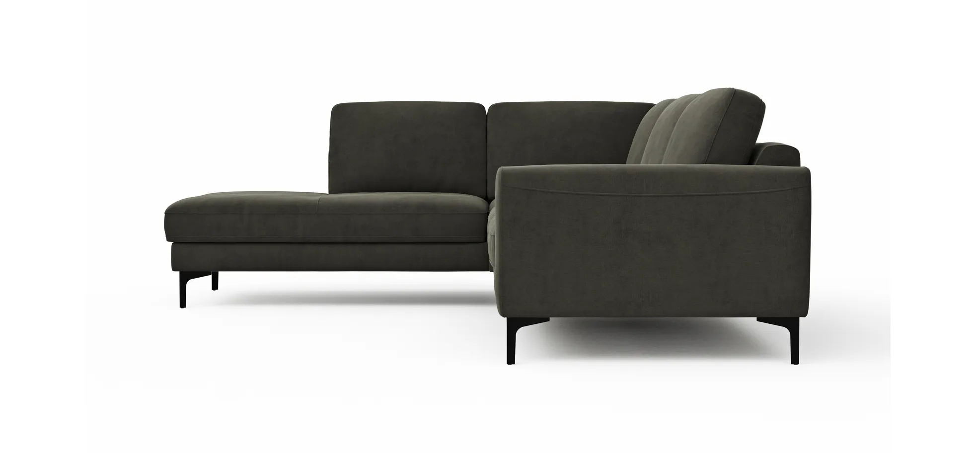 Ecksofa Oviedo - 2,5-Sitzer mit Ecke rechts, Stoff, Braungrün