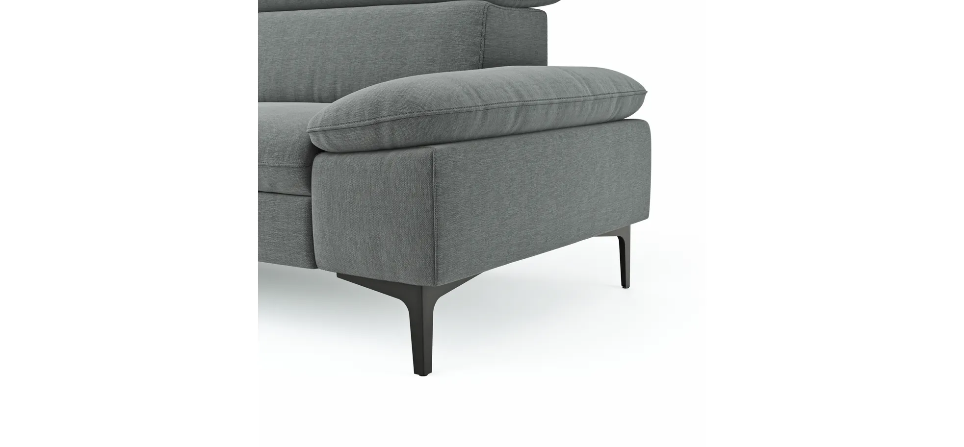 Ecksofa Felipa - Longchair links mit 2,5-Sitzer inkl. Kopfteil verstellbar, Stoff, Grau
