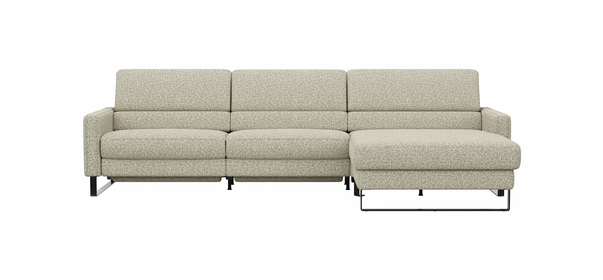 Ecksofa Valera - 3-Sitzer mit Longchair rechts inkl. Rückenlehne verstellbar und Relaxfunktion motorisch, Stoff, Limone 145972