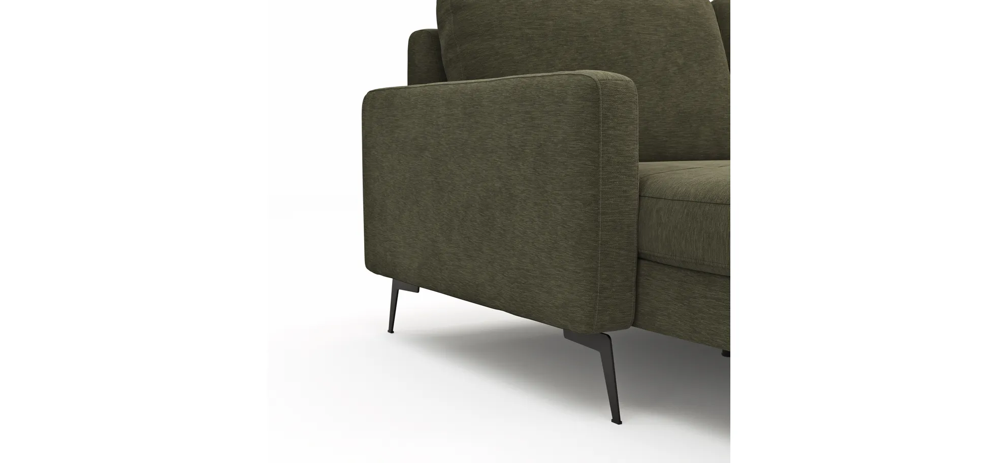 Wohnlandschaft Enna - Longchair links, 2,5-Sitzer, Ecke rechts, Stoff, Olive