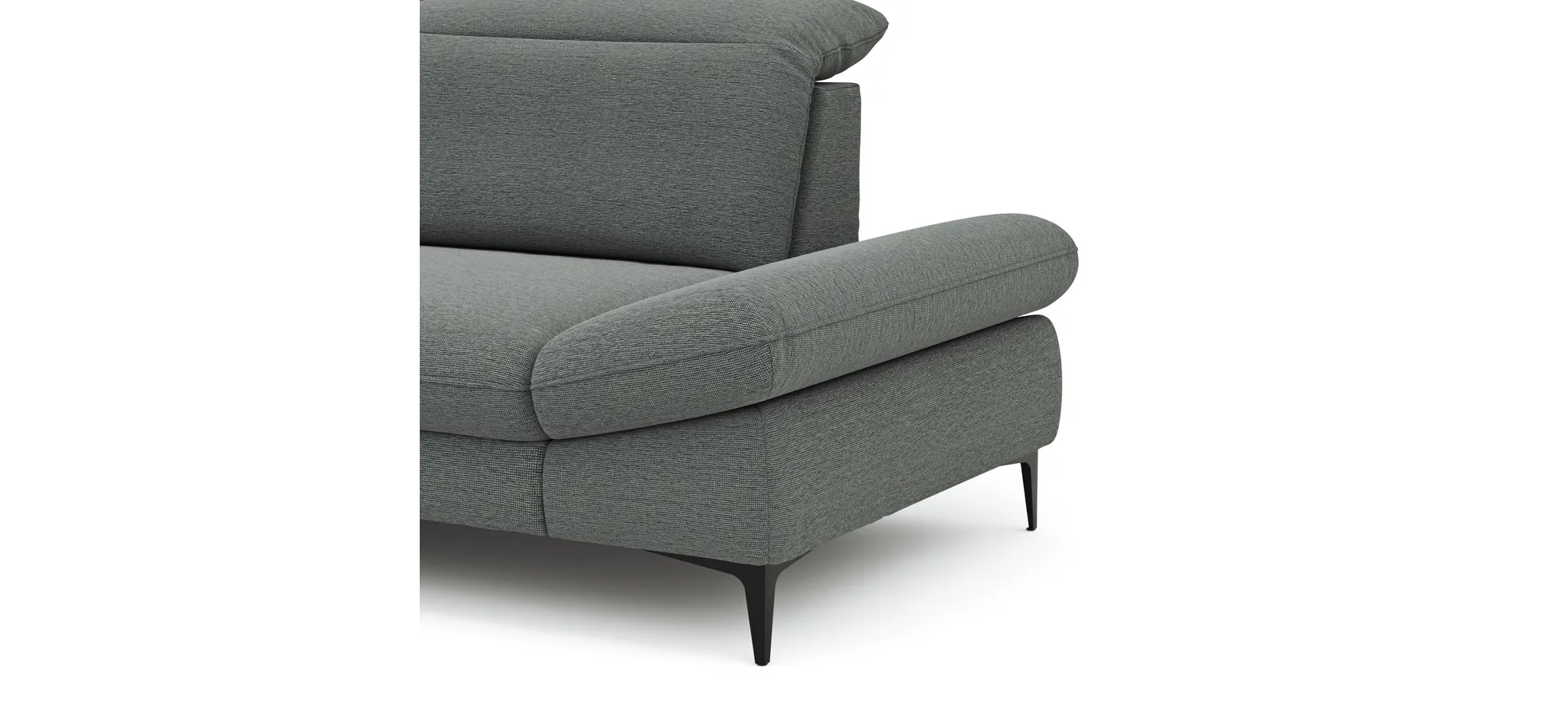Ecksofa Alegria - Longchair links mit 1,5-Sitzer inkl. Kopfteil/ Armlehne/ Sitztiefe verstellbar, Stoff, Eisblau