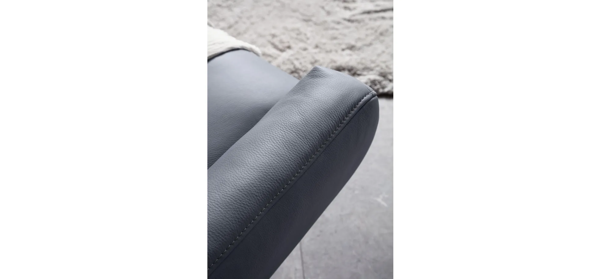 Einzelsessel Terni - Relaxfunktion, Sternfuss, Leder, Hellblau