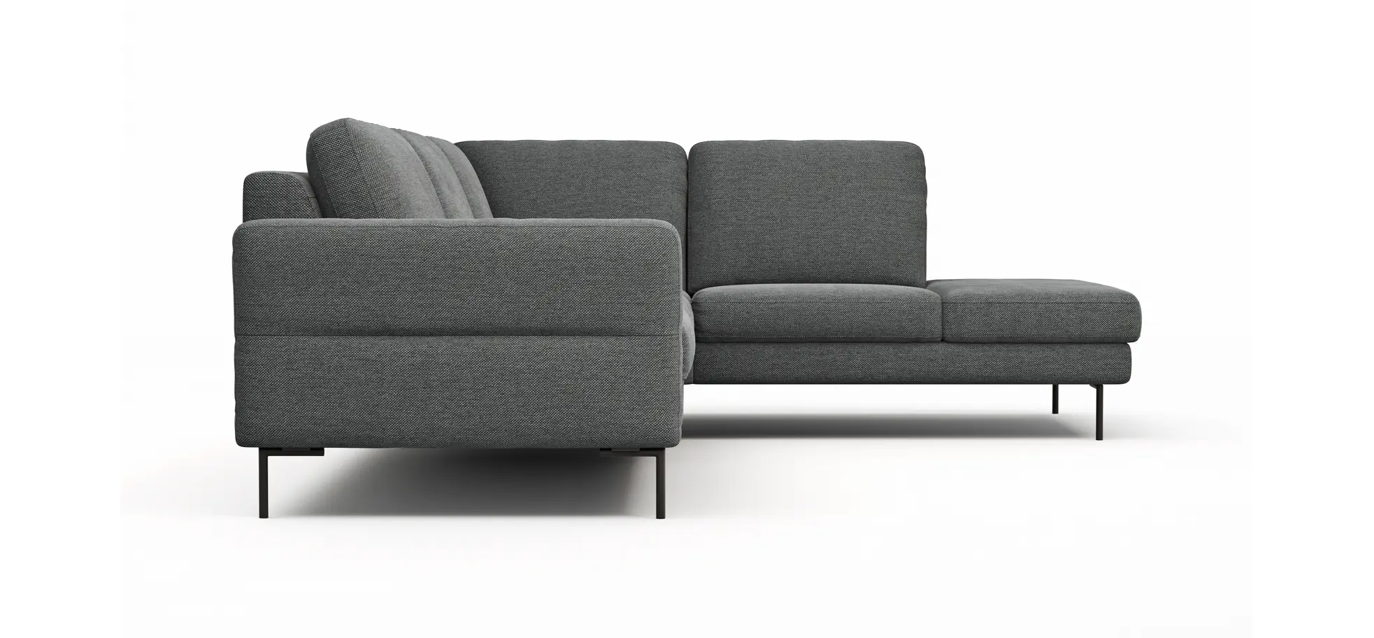 Ecksofa Enna - 3-Sitzer, Ecke rechts, Sitzvorzug (motorisch), Stoff, Anthrazit