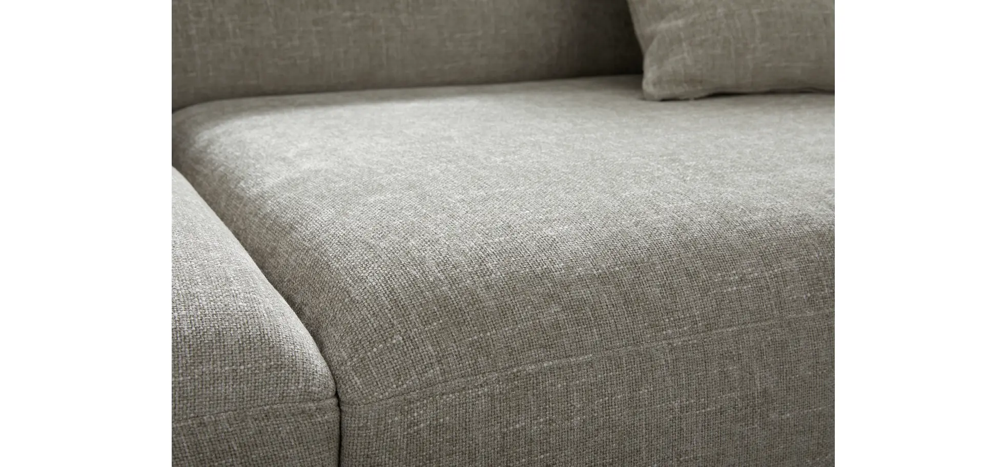 Ecksofa Caruso - 3-Sitzer, Longchair rechts, Stoff, Graubeige