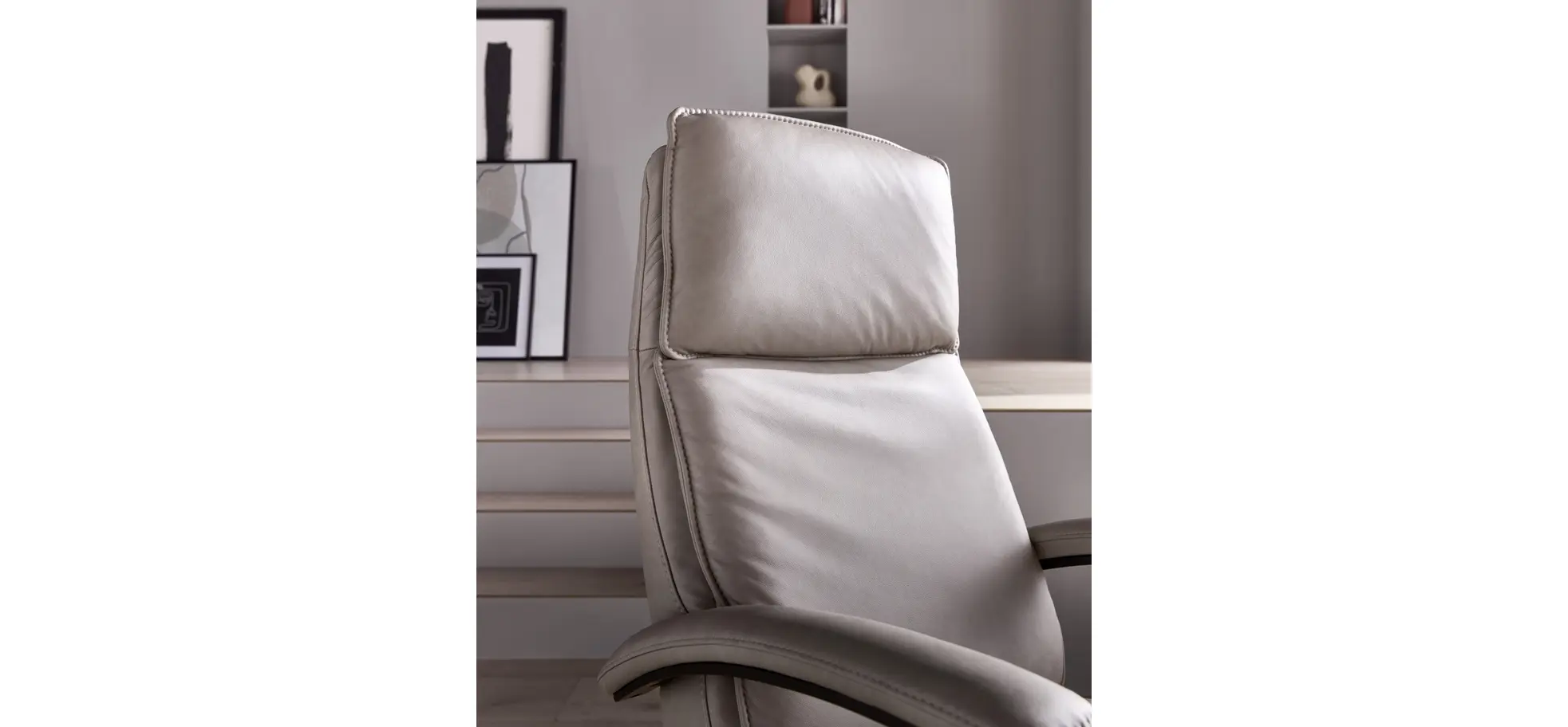 Relaxsessel Avela Relax - Größe L, Kopf-/ Fußteil und Rückenlehne verstellbar, Leder, Steingrau