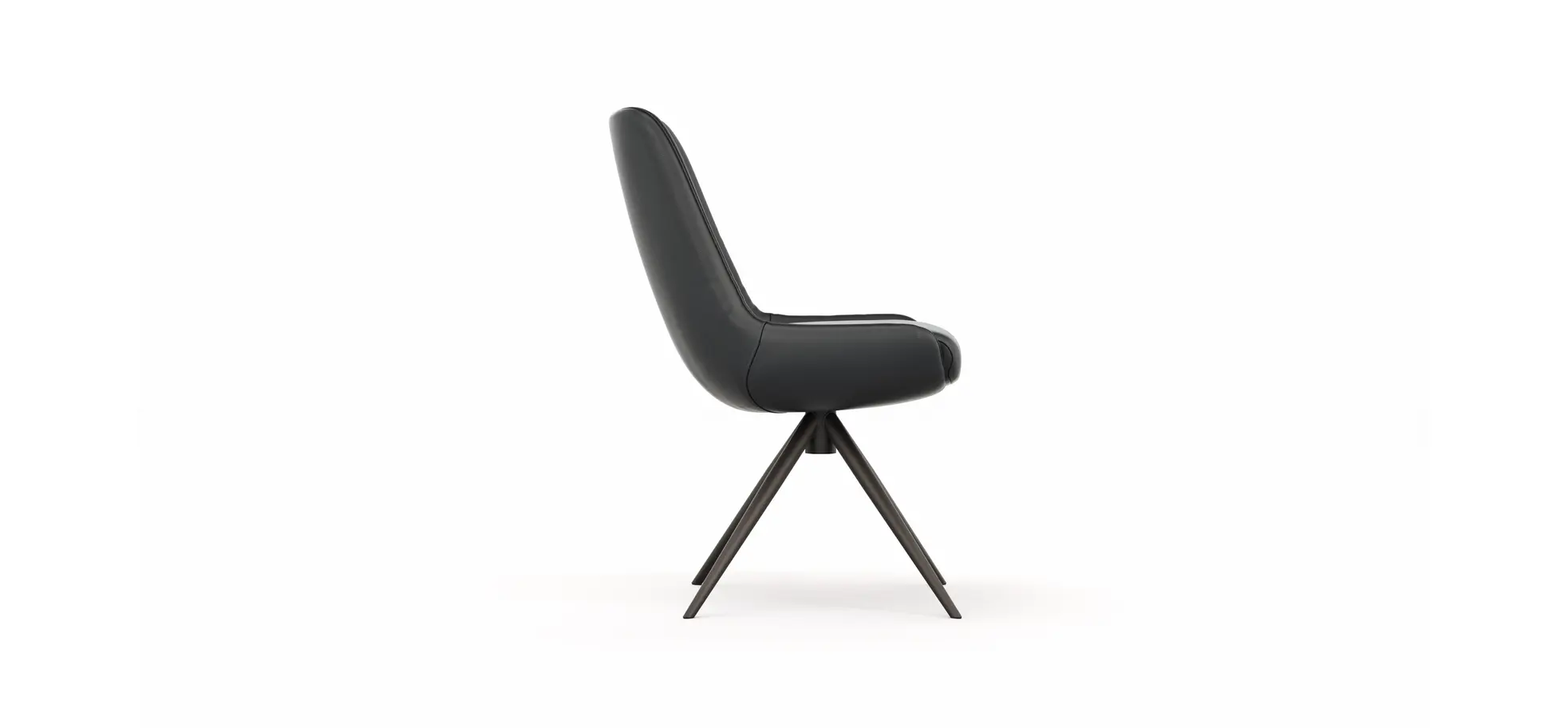 Stuhl Mis - Leder, Schwarz, Drehbar, Gestell Schwarz