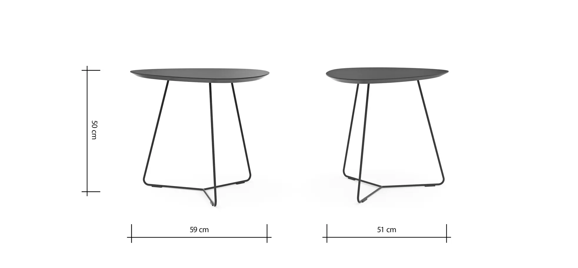 Ecktisch Fano - LBH ca. 59x50x50 cm, Fenix, Dunkelblau