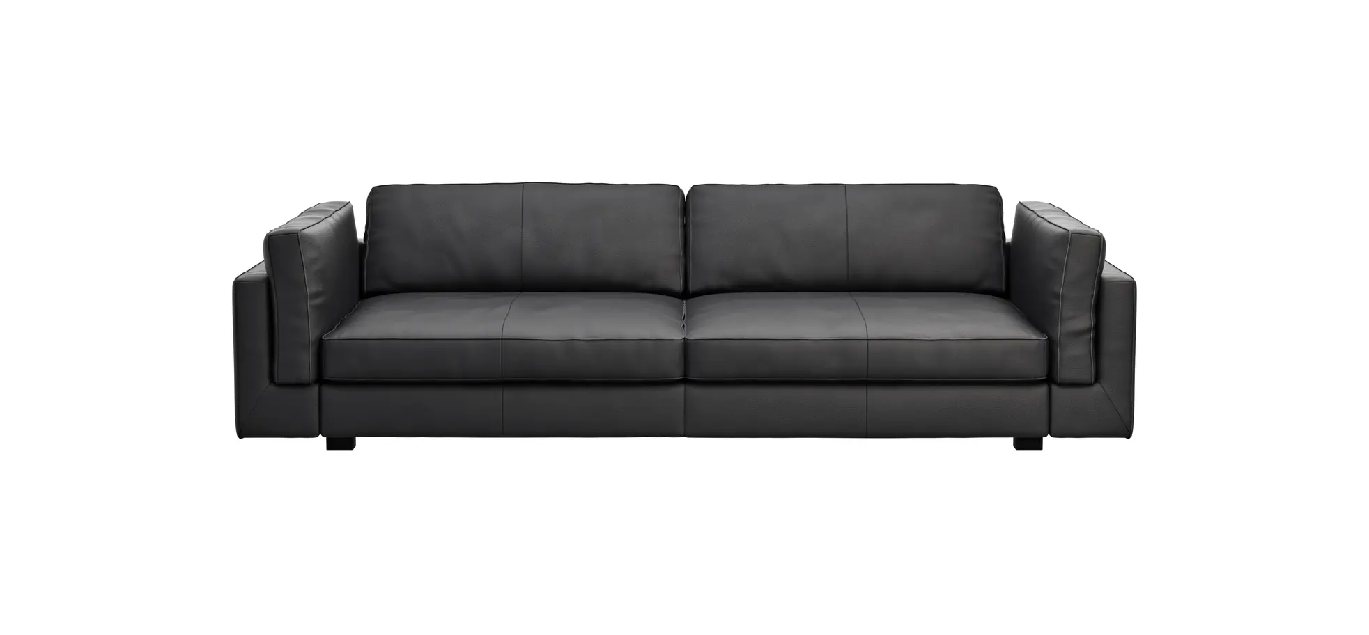 Sofa Aprino 3 - 4-Sitzer XXL, Dickleder, schwarz, Armlehne Kissen 109257