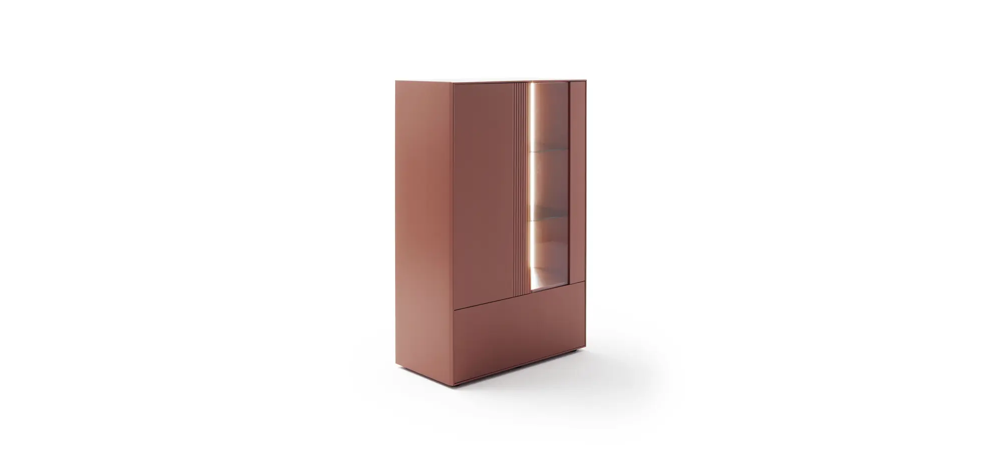 Highboard Colore - mit Beleuchtung, BHT ca. 90x144x45 cm, Lack Samtbeere 145335