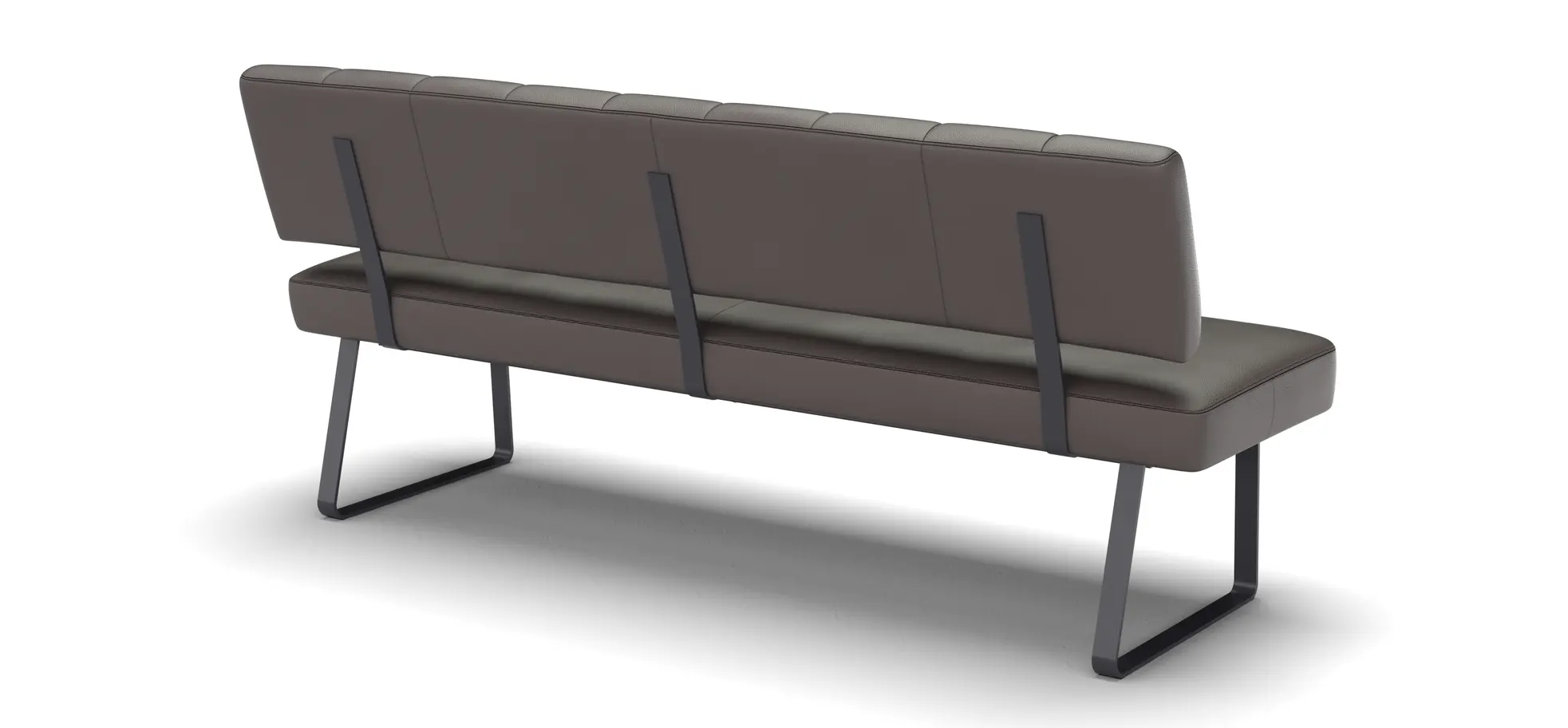 Polsterbank Carmelo - Breite ca. 183 cm, Leder, Steingrau