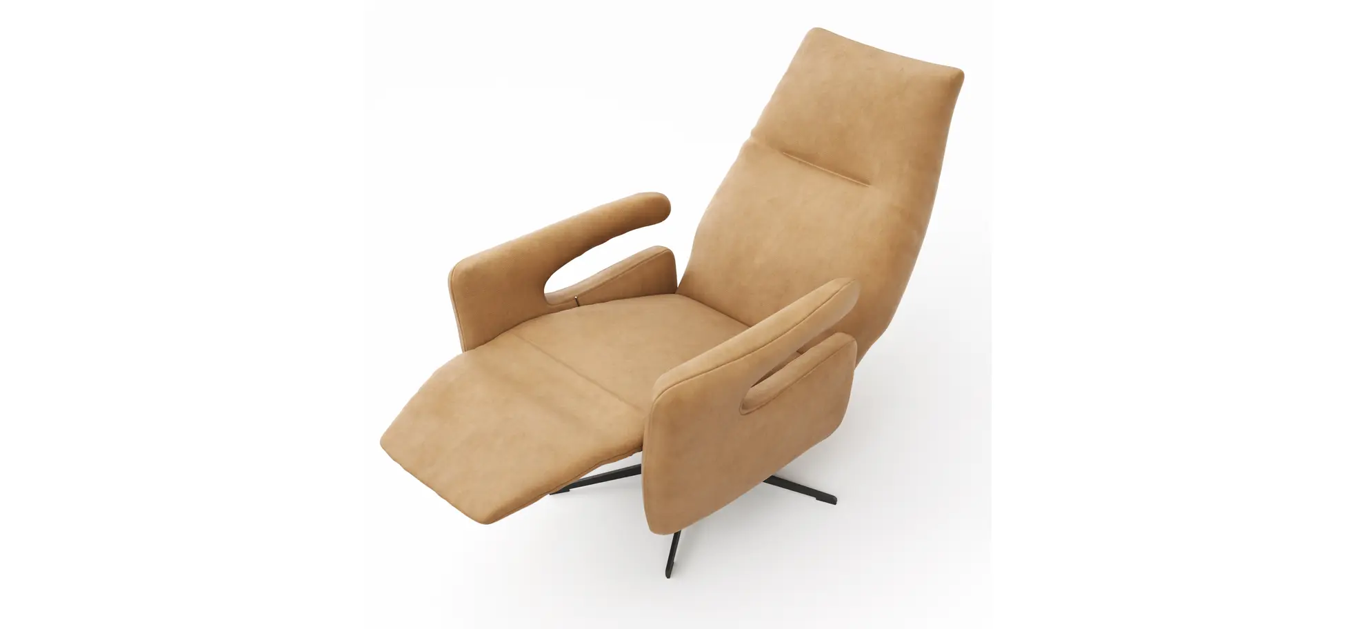 Relaxsessel Lucero 2.0 -  Kopfteil/Fußteil/Rückenlehne verstellbar, Leder, Cognac