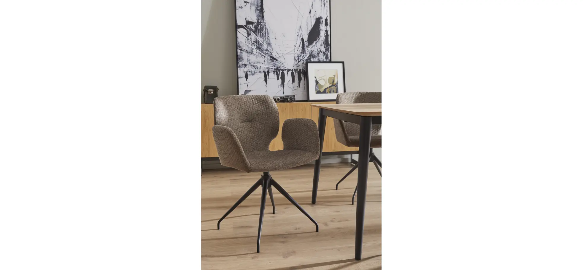 Armlehnstuhl Saltino - drehbar, Stoff, Taupe