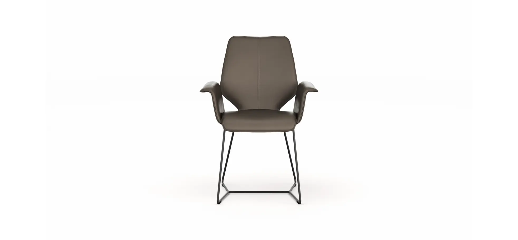 Armlehnstuhl Penthouse - Leder, Dunkelbraun, Kufen, Anthrazit