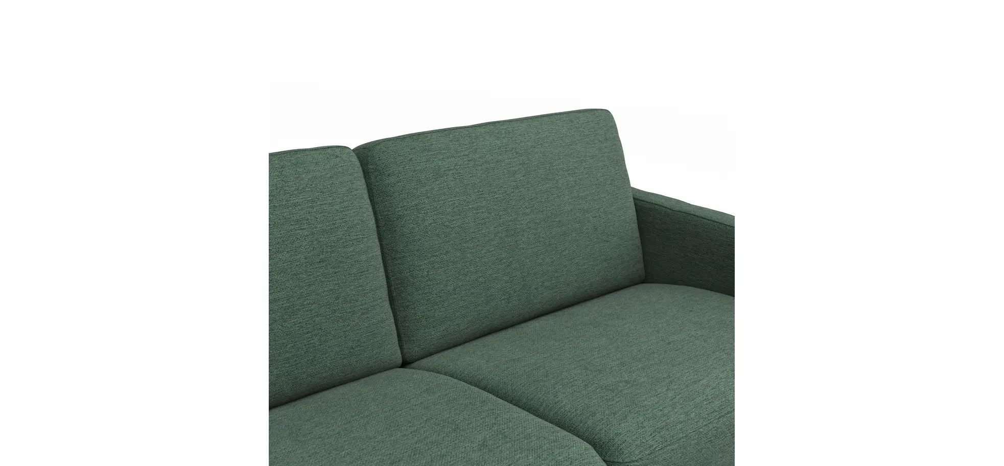 Ecksofa Nuoro - Longchair links mit 2-Sitzer inkl. Schlaffunktion und Bettkasten, Stoff, Dunkelgrün