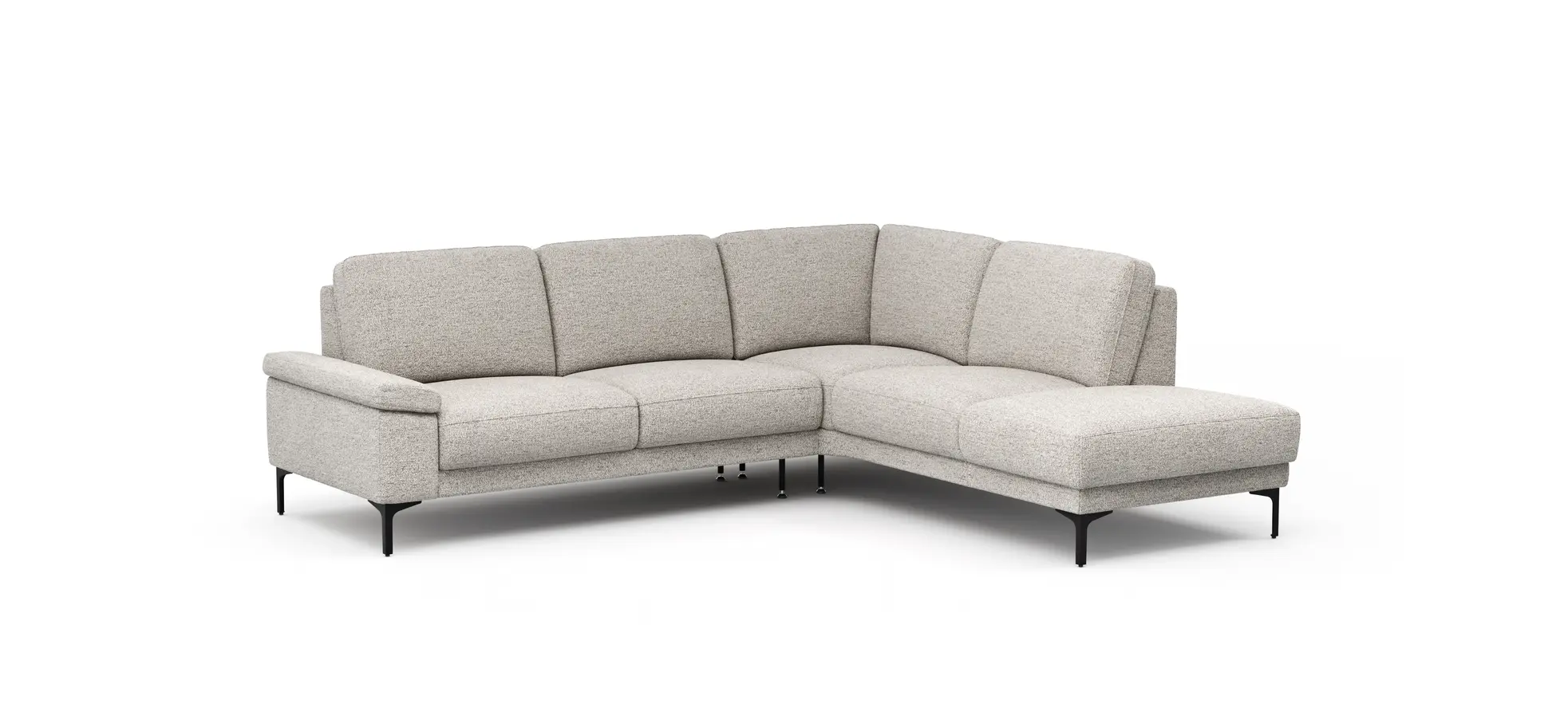 Ecksofa Matero - 2-Sitzer mit Ecke rechts, Stoff, Hellgrau