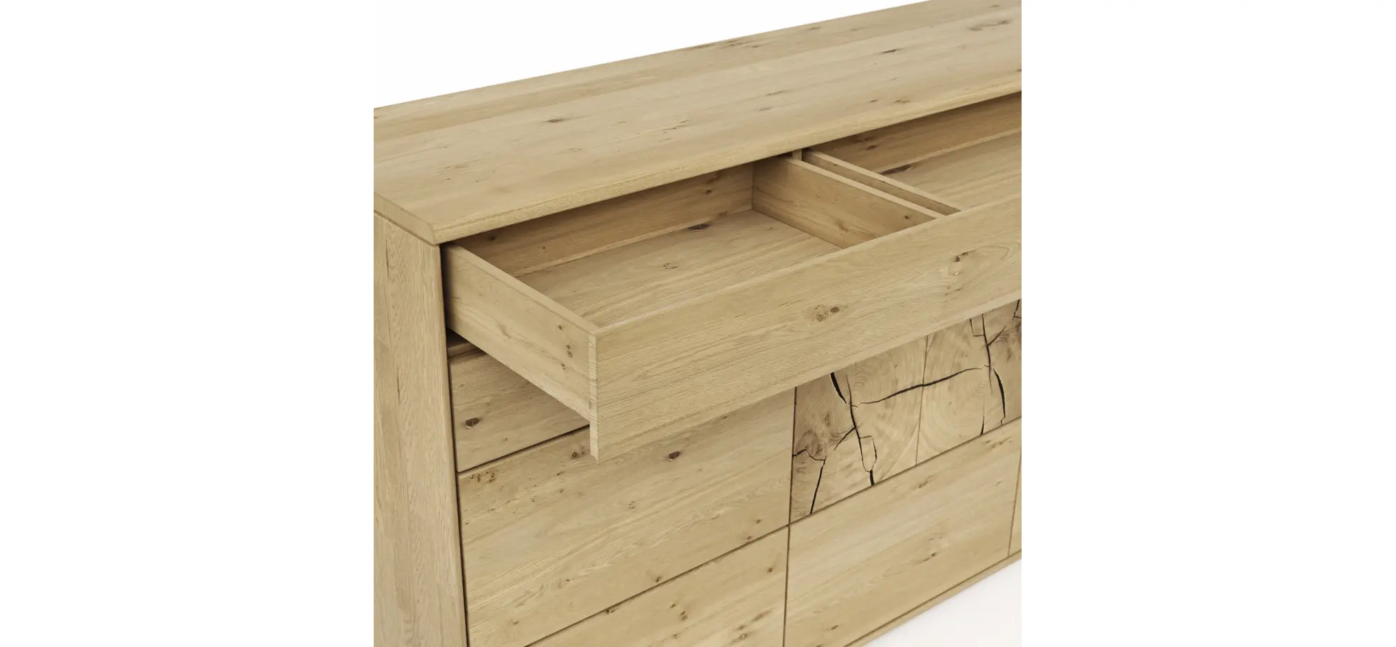 Sideboard Amora - Wildeiche massiv bianco