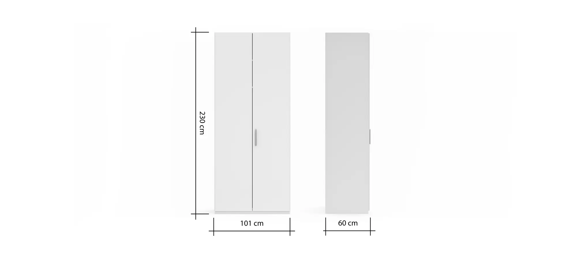 Drehtürenschrank Viana - B. ca. 101 cm, Lack, Weiß