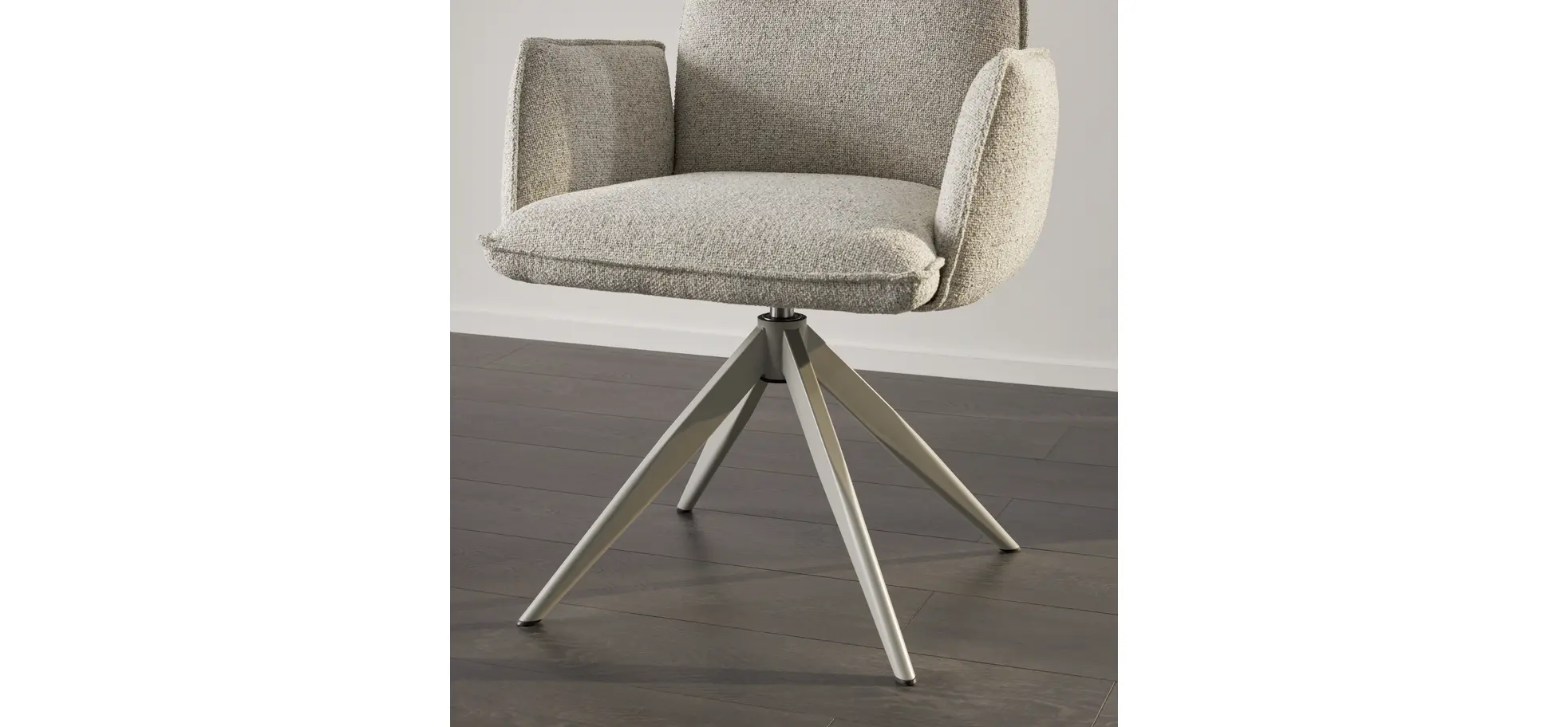 Armlehnstuhl Dinner - drehbar, Stoff, Champagner