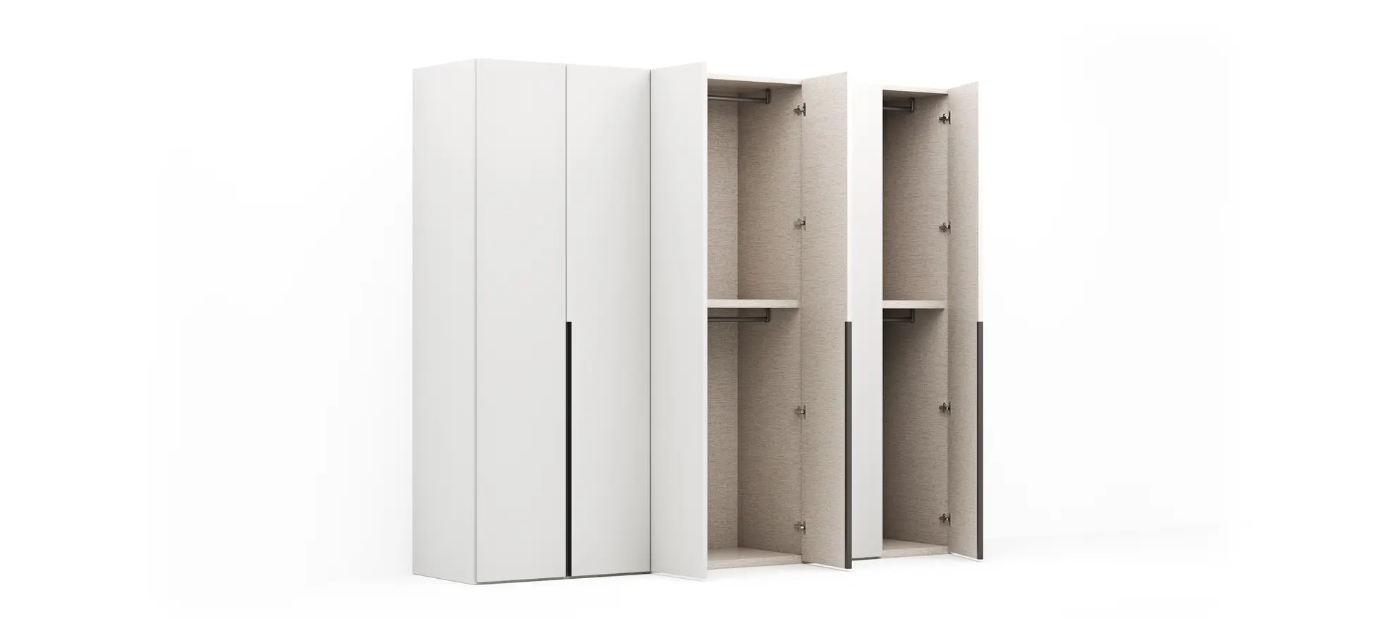 Drehtürenschrank Loretto - B ca. 280 cm, Lack matt, Weiß