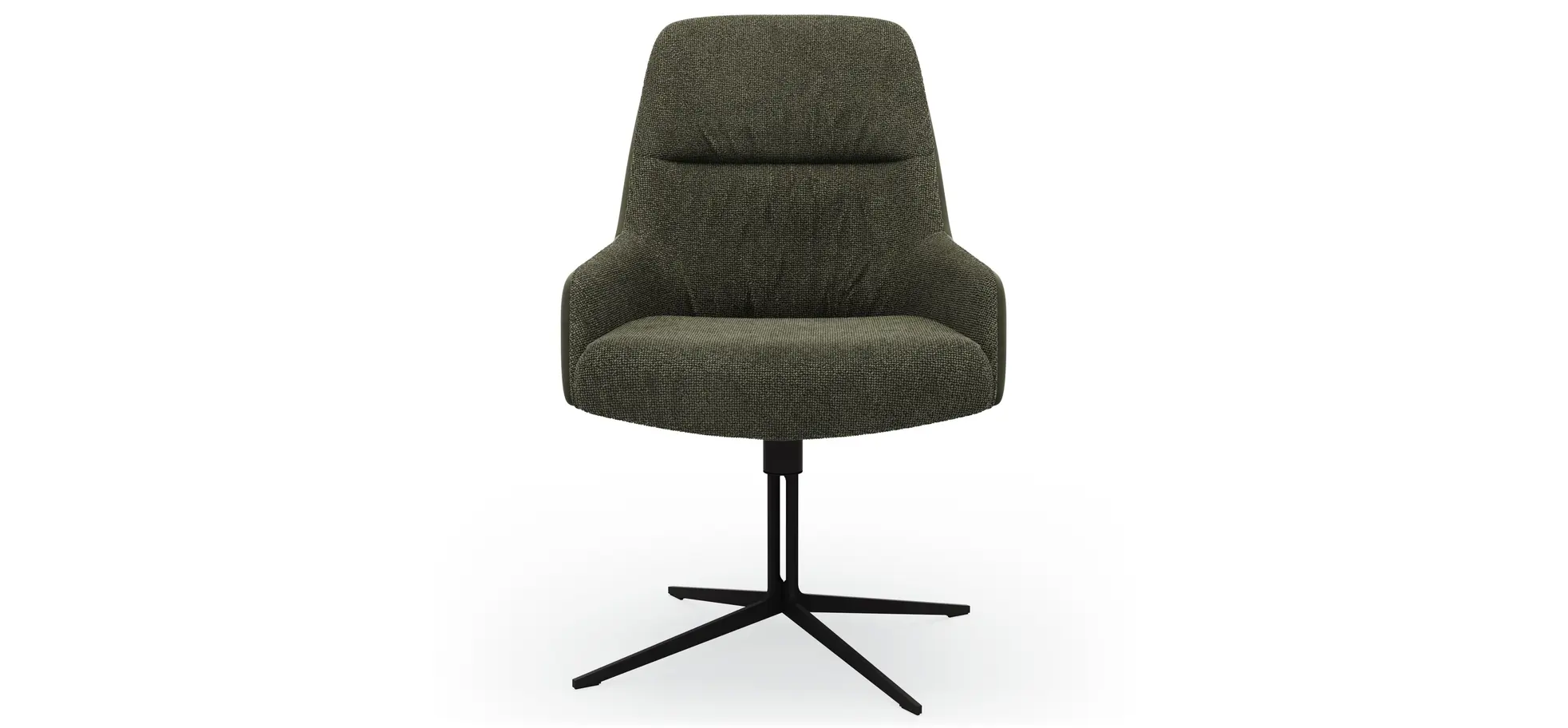 Armlehnstuhl Sagres - drehbar, Leder & Stoff, Olive