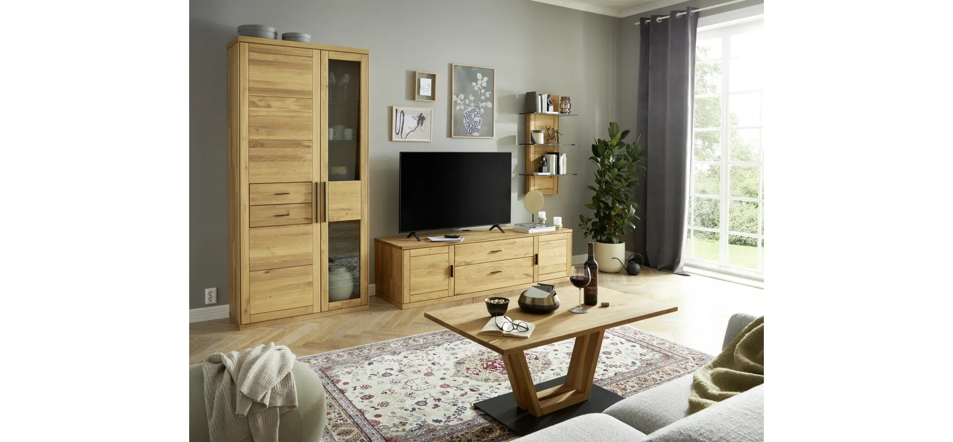 Wohnwand Faro 6.0 -  Wildeiche massiv, geölt