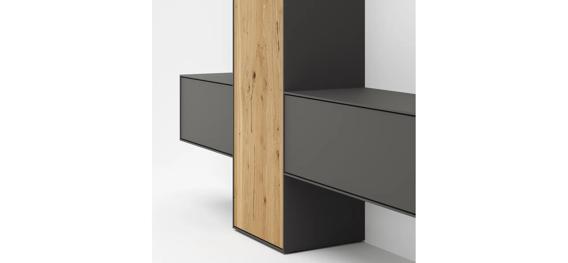 Wohnwand Medio -  Melamin, Schiefergrau