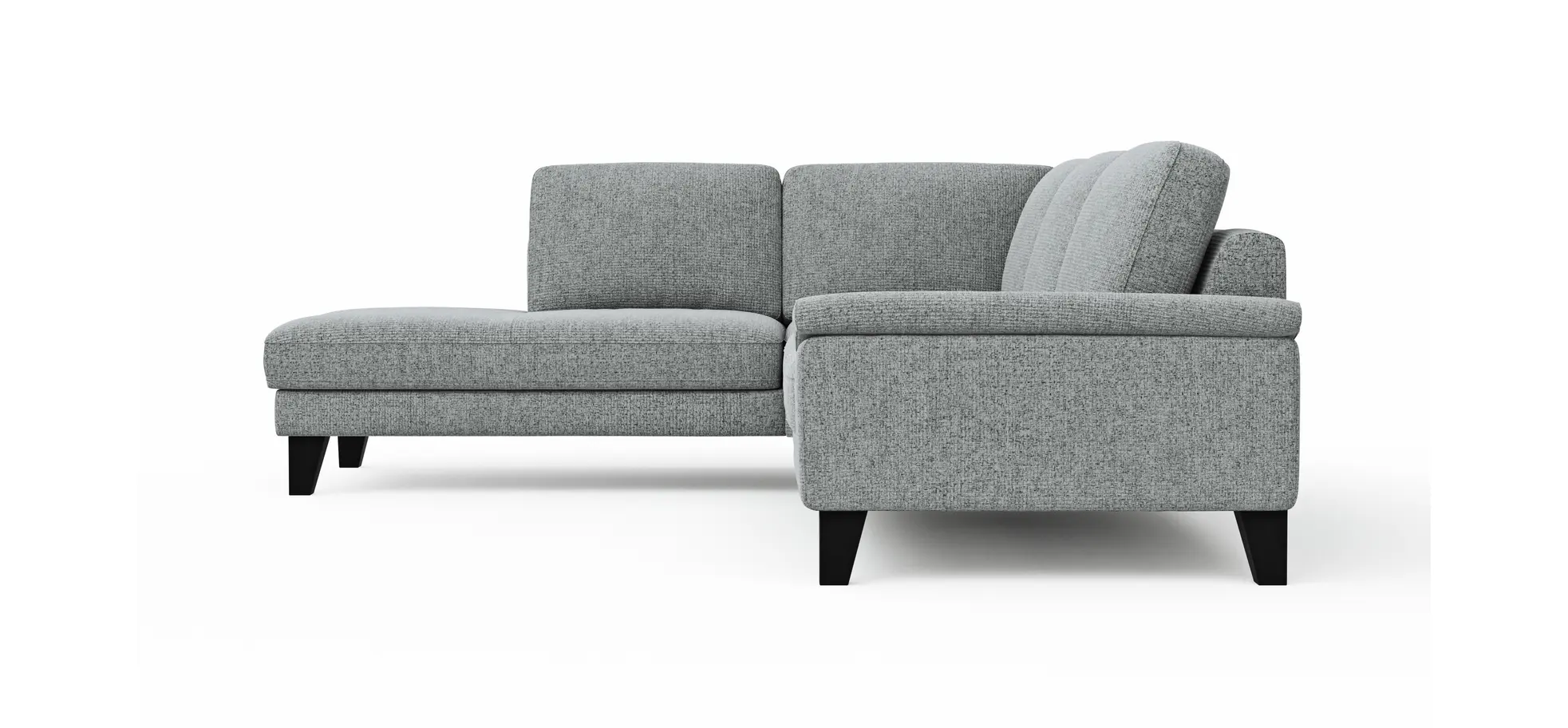 Ecksofa Oviedo - Ecke links mit 2,5-Sitzer inkl. Drehsitz, Stoff, Hellgrau