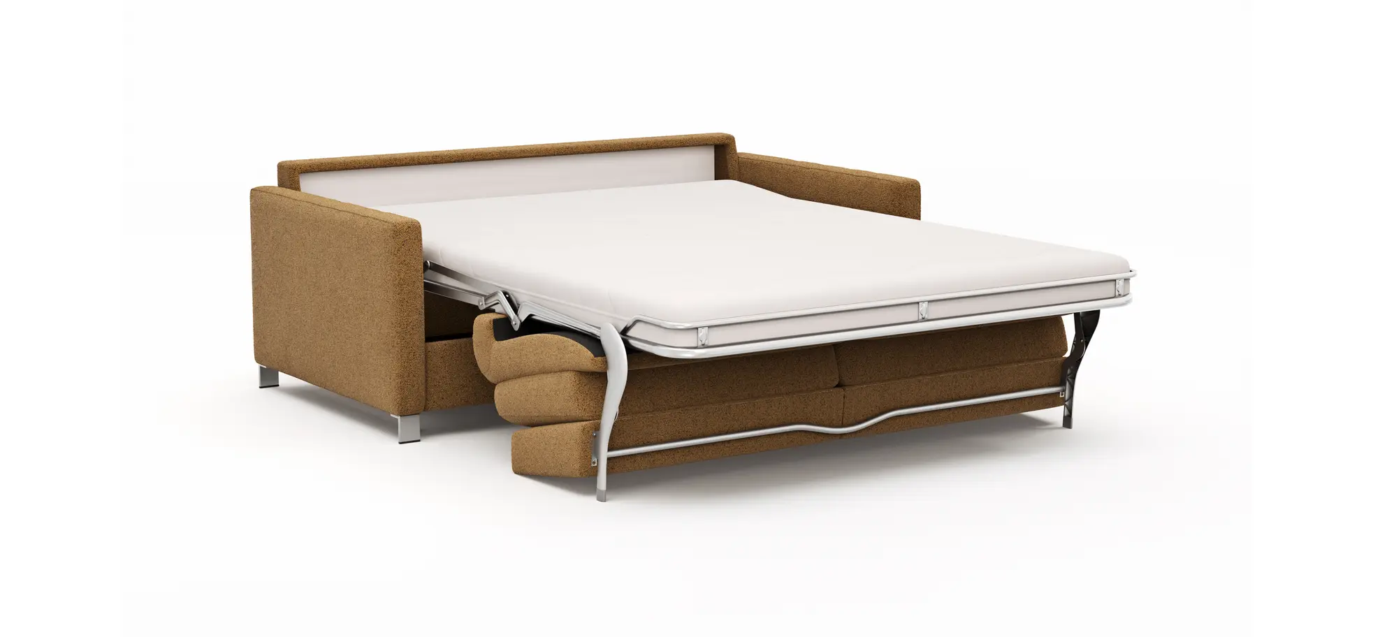 Sofa Nuoro - 2,5-Sitzer inkl. Schlaffunktion, Armlehne schmal, Stoff, Cognac