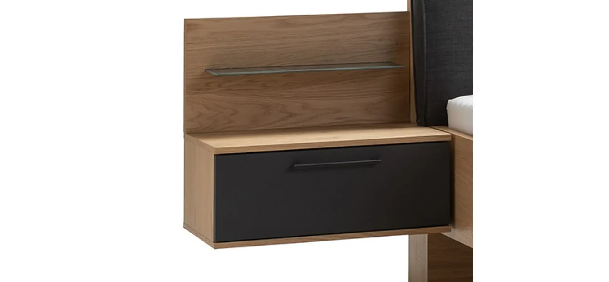 Nachtkonsole Viana - Balkeneiche Furnier, Lack Anthrazit 200379