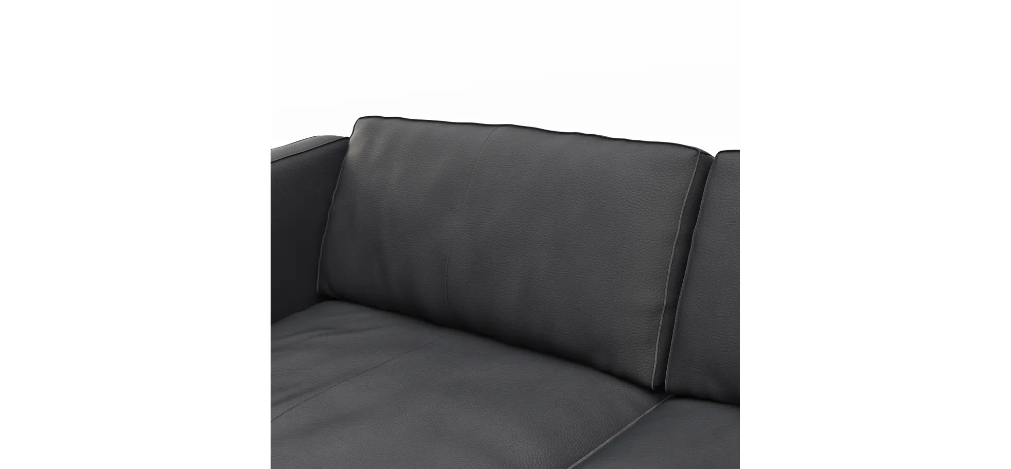Sofa Aprino 3 - 3,5-Sitzer L, Dickleder, schwarz, Armlehne Kissen