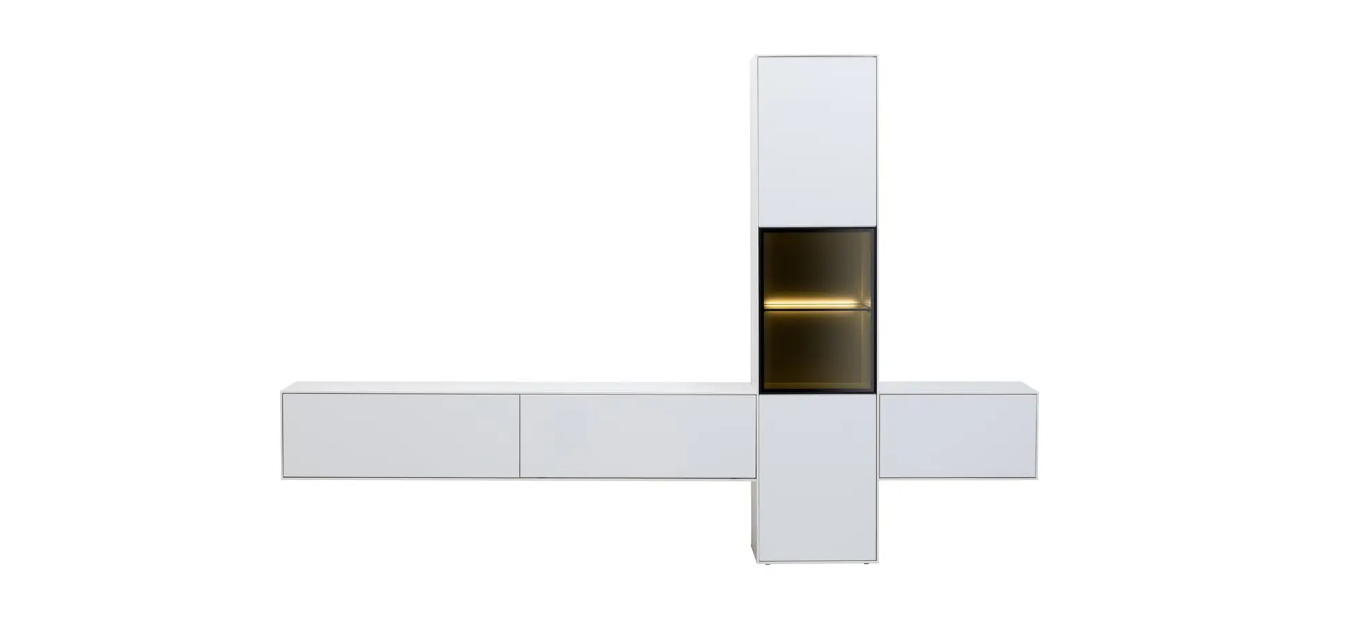 Wohnwand Medio - inkl. Beleuchtung, Lack, Weiß