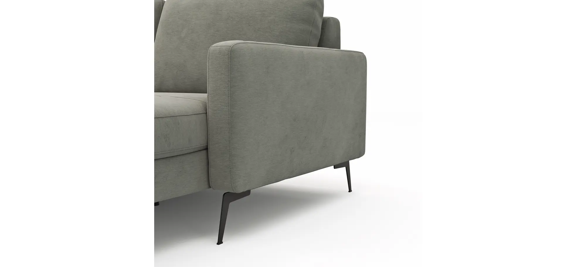 Wohnlandschaft Enna - Ecke links, 2,5-Sitzer, Longchair rechts, Stoff, Grau
