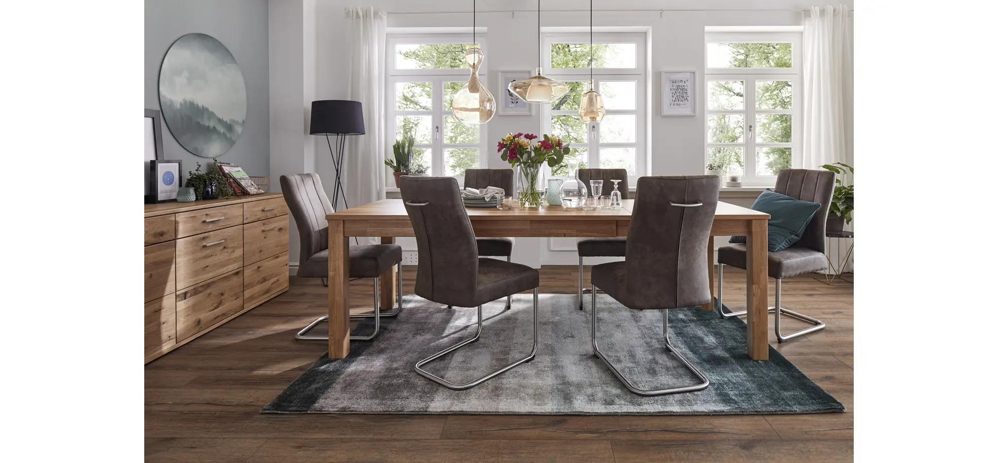 Esstisch Dinner - verlängerbar, LB ca. 180x90 cm, Wildeiche massiv