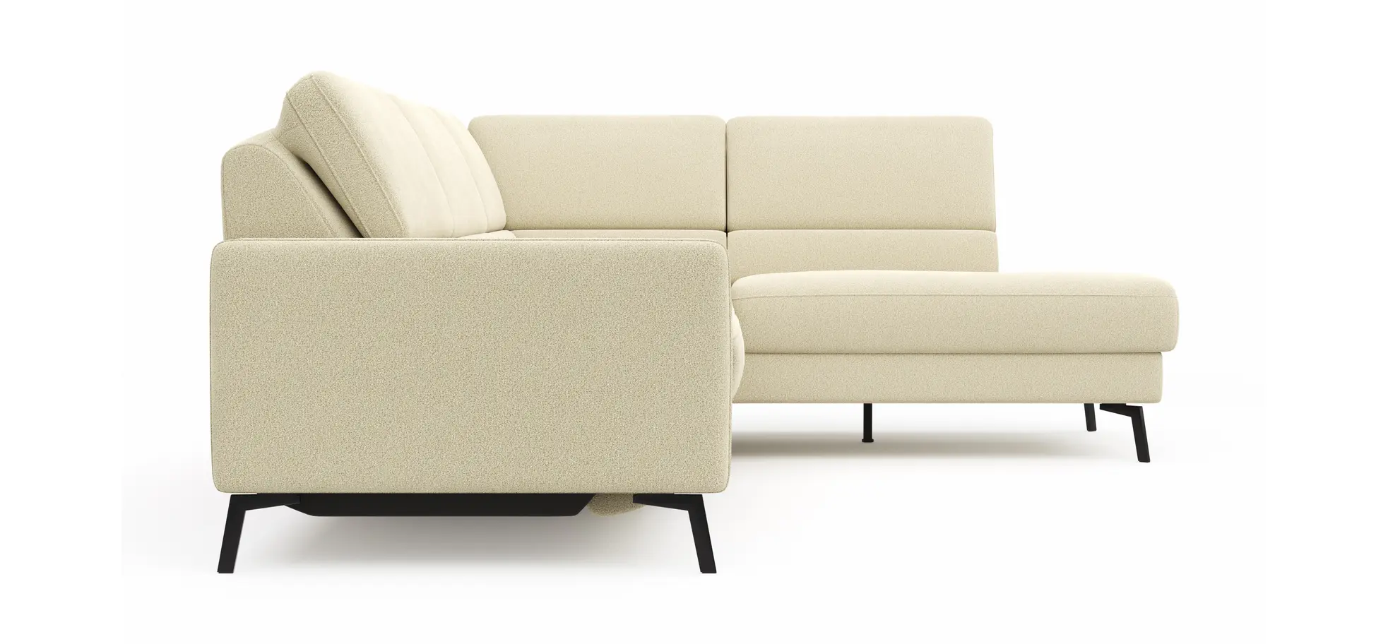 Ecksofa Valera - 3-Sitzer mit Ecke rechts inkl. Rückenlehne verstellbar und Relaxfunktion motorisch, Stoff, Natur