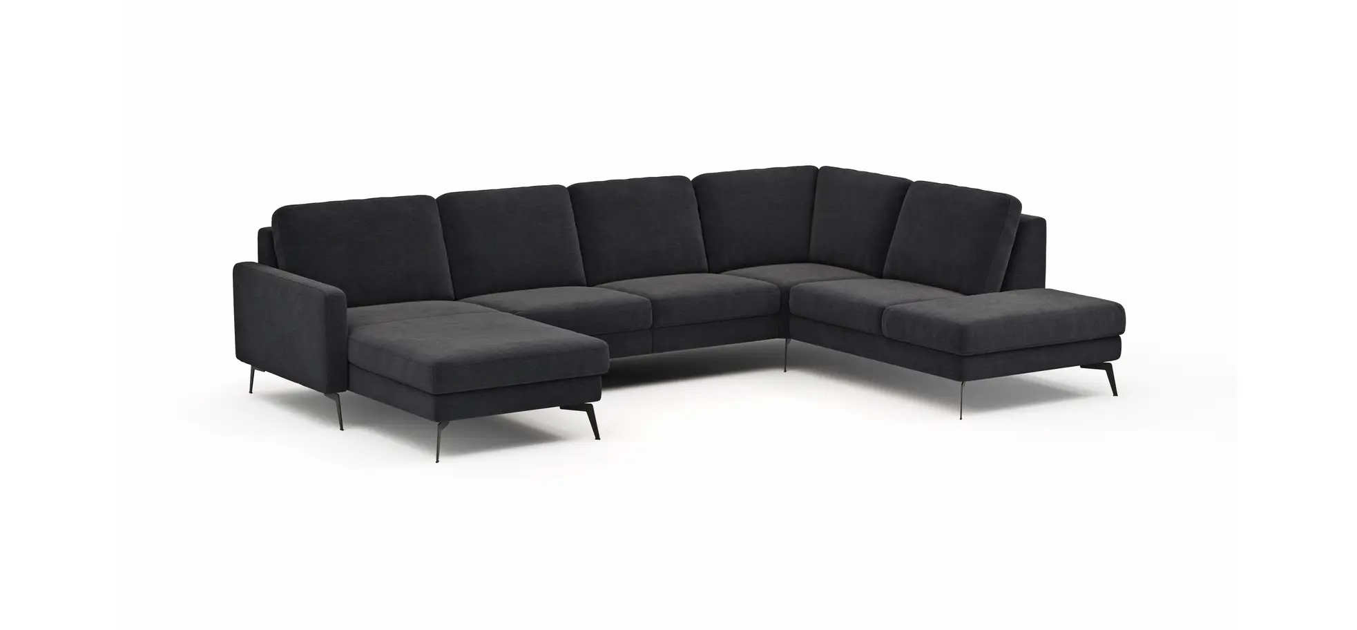 Wohnlandschaft Enna - Longchair links, 2,5-Sitzer, Ecke rechts, Stoff, Anthrazit