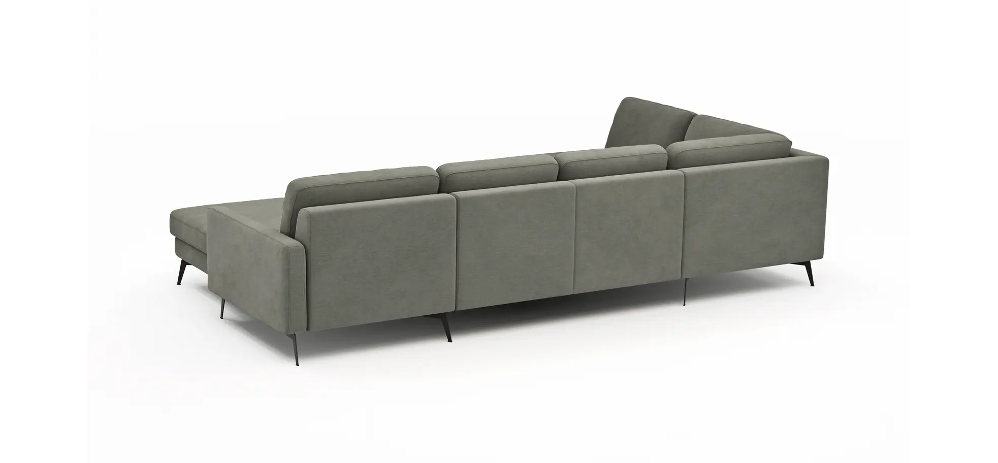 Wohnlandschaft Enna - Ecke links, 2,5-Sitzer, Longchair rechts, Stoff, Grau
