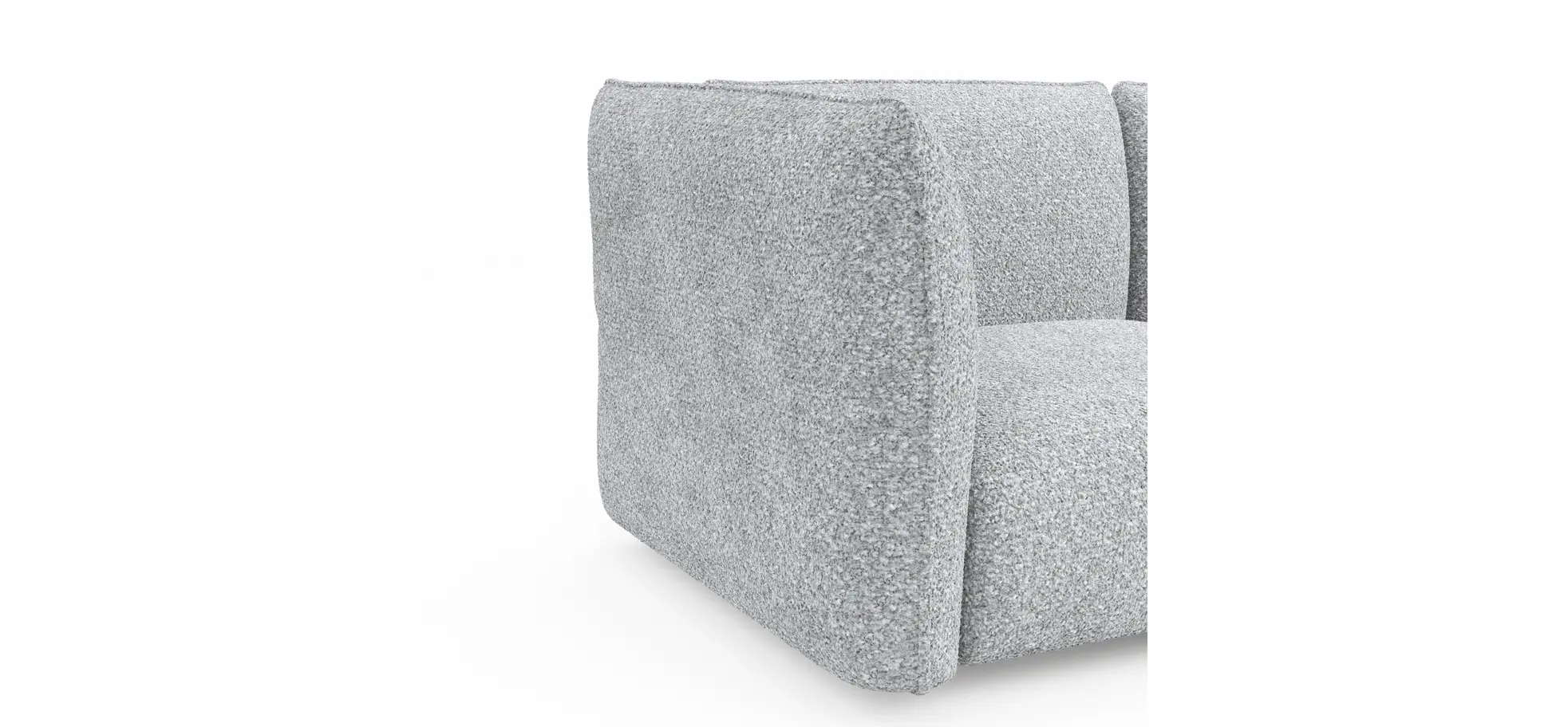Trapezsofa Motone - 2-Sitzer mit Ecke rechts, Stoff, Hellgrau